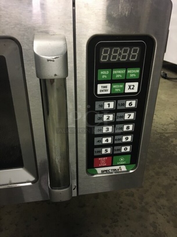 GREAT! Spectrum Countertop Microwave Oven! All Stainless Steel Body! With View Through Door! Model EMW1000ST Serial EMW1T020001780! 120V! Working When Removed! - Image 7 of 8