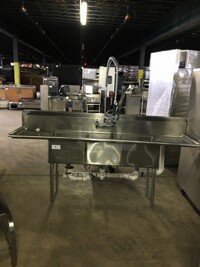 WOW! Mix Rite Commercial 3 Compartment Dishwashing Sink! Heavy Duty Gauge! With Backsplash! With Left & Right Side Drainboards! With Faucet & Jet Spray Hose! Model MRSA3D! All Stainless Steel! On Legs!
