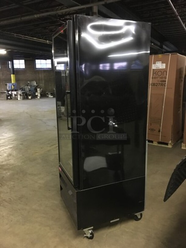 FABULOUS! LATE MODEL 2018! McCray Commercial Single Door Reach In Freezer Merchandiser! With Poly Coated Racks! Model GF19BMBLHFFLED Serial 184630210! 115/208/230V 1Phase! On Commercial Casters! Working When Removed! - Image 2 of 9