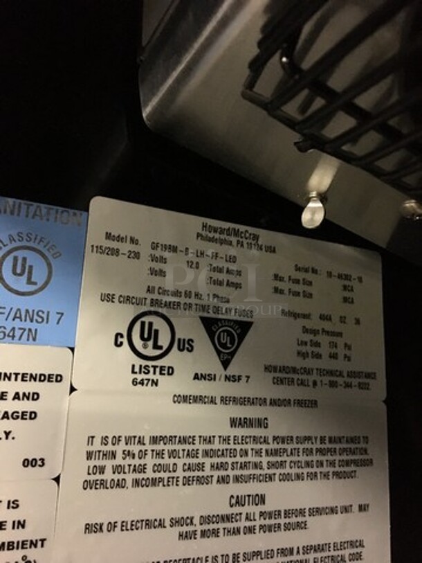 FABULOUS! LATE MODEL 2018! McCray Commercial Single Door Reach In Freezer Merchandiser! With Poly Coated Racks! Model GF19BMBLHFFLED Serial 184630210! 115/208/230V 1Phase! On Commercial Casters! Working When Removed! - Image 8 of 9