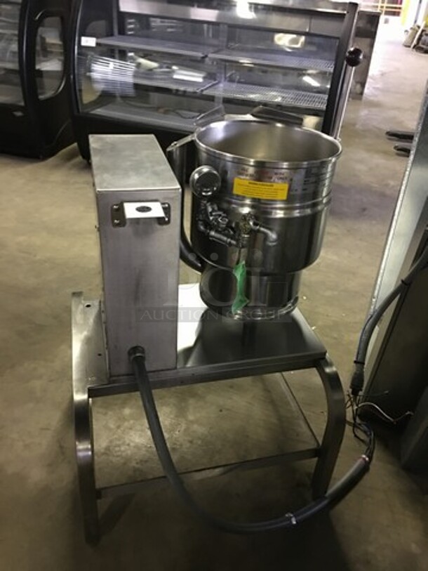 GREAT! LATE MODEL Groen Commercial Electric Powered Tilting Kettle! With Table Base! All Stainless Steel! Model TDB20 Serial 80402! 208V 3Phase! On Legs! Working When Removed! - Image 4 of 11