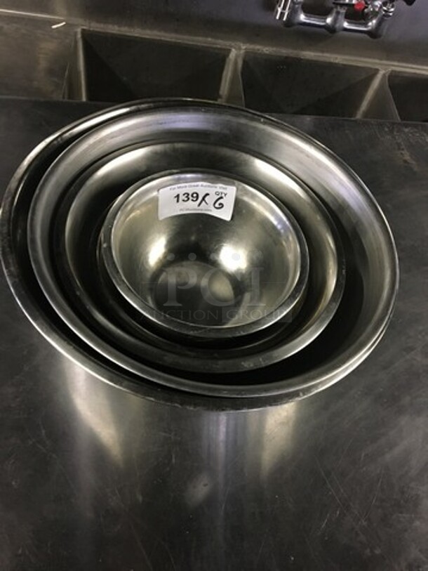 All Stainless Steel Assorted Mixing Bowls! 6 X Your Bid!