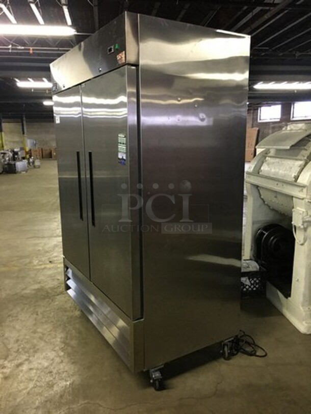 NICE! LATE MODEL Artic Air Commercial 2 Door Reach In Freezer! With Poly Coated Racks! All Stainless Steel! Model AF49 Serial 6180955! 115V! On Commercial Casters! Working When Removed! - Image 4 of 10