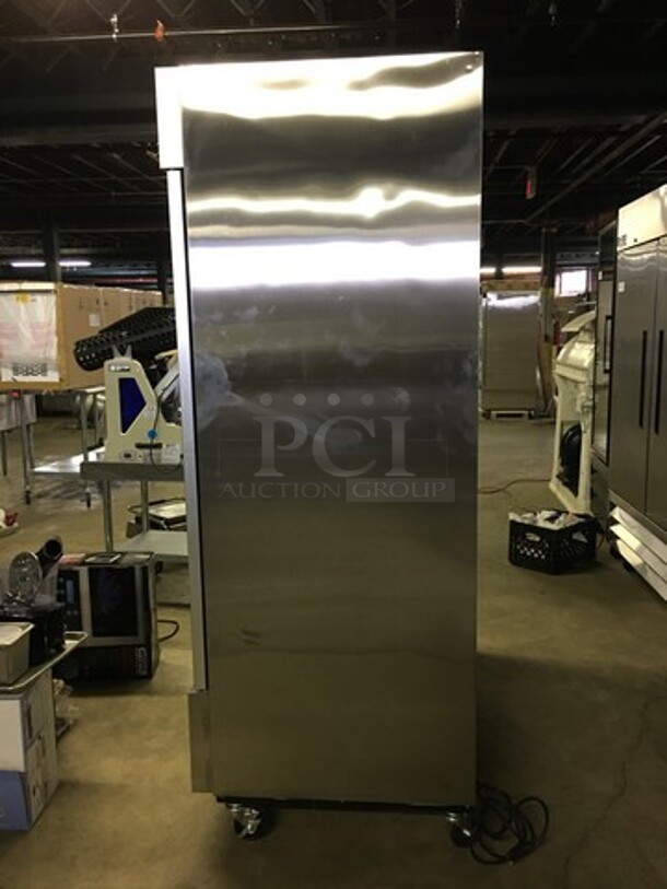 FANTASTIC! LATE MODEL Artic Air Commercial 2 Door Reach In Refrigerator Merchandiser! With Racks! All Stainless Steel! Model AGR49 Serial S829067! 115V! On Casters! Working When Removed! - Image 2 of 10