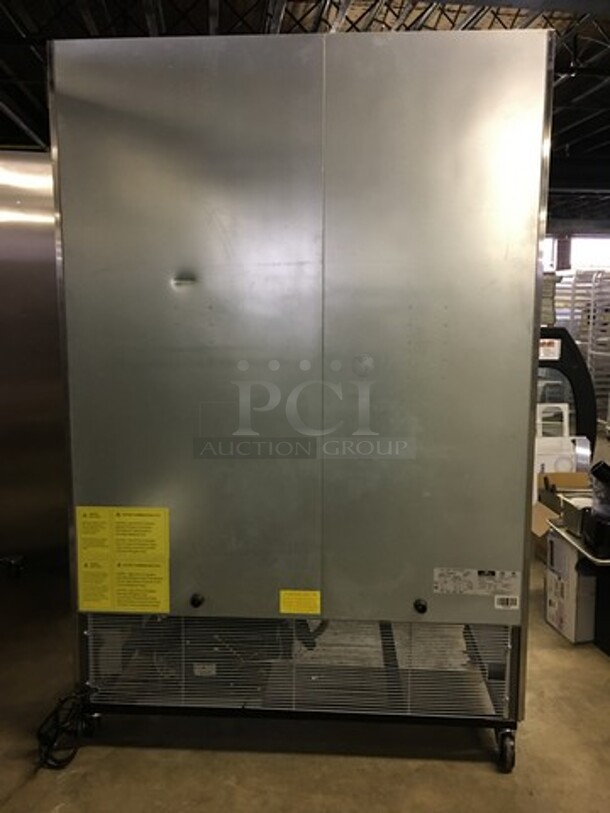 FANTASTIC! LATE MODEL Artic Air Commercial 2 Door Reach In Refrigerator Merchandiser! With Racks! All Stainless Steel! Model AGR49 Serial S829067! 115V! On Casters! Working When Removed! - Image 4 of 10