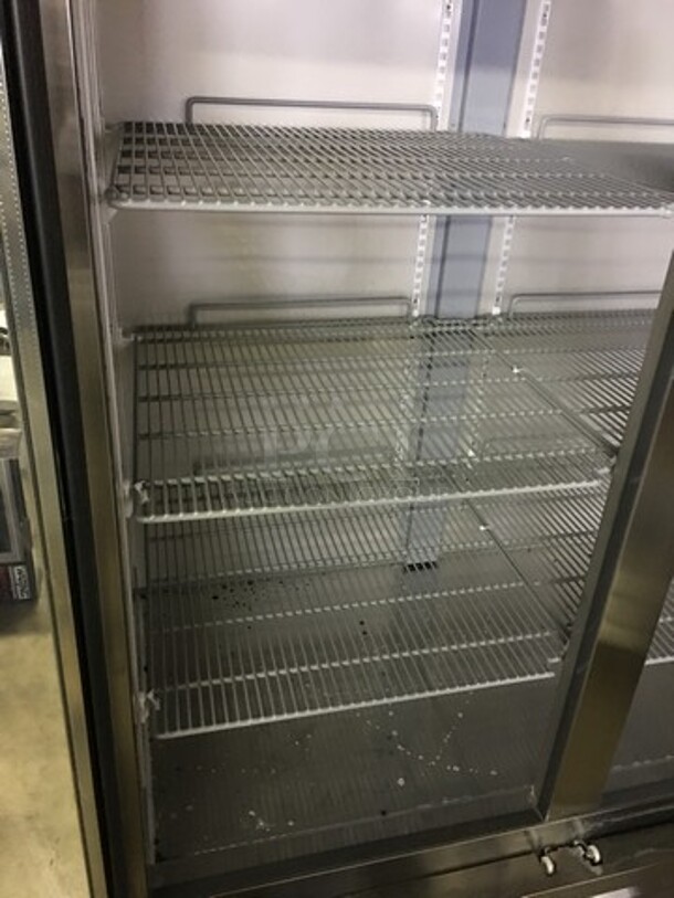 FANTASTIC! LATE MODEL Artic Air Commercial 2 Door Reach In Refrigerator Merchandiser! With Racks! All Stainless Steel! Model AGR49 Serial S829067! 115V! On Casters! Working When Removed! - Image 6 of 10
