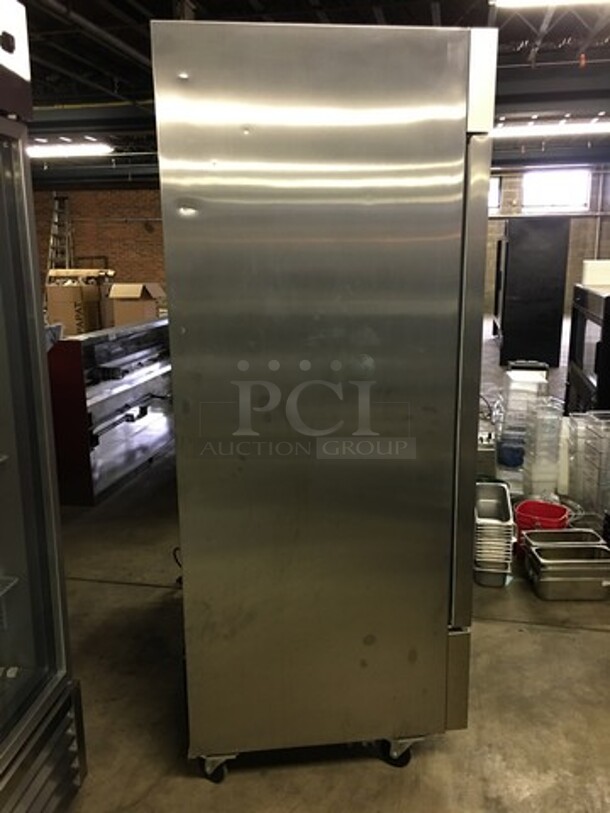 FAB! LATE MODEL Artic Air Commercial 2 Door Reach In Refrigerator! With Poly Coated Racks! All Stainless Steel! Model AR49EZ Serial H8106763! 115V! On Casters! Working When Removed! - Image 3 of 10
