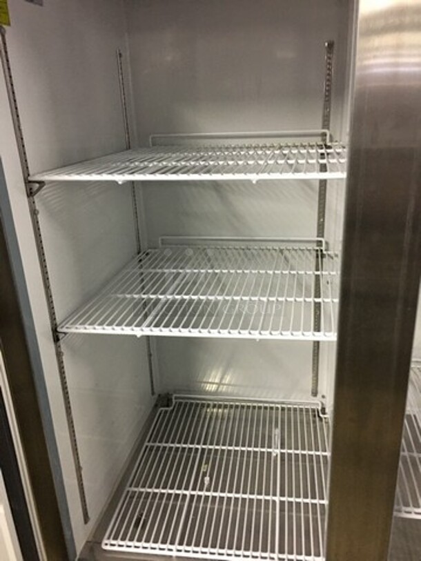 FAB! LATE MODEL Artic Air Commercial 2 Door Reach In Refrigerator! With Poly Coated Racks! All Stainless Steel! Model AR49EZ Serial H8106763! 115V! On Casters! Working When Removed! - Image 6 of 10