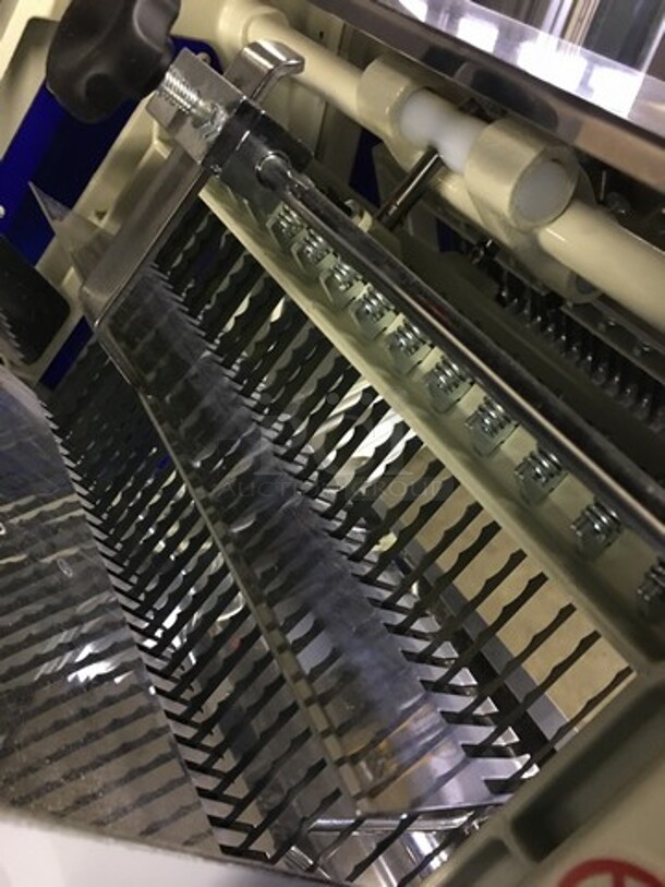 BEAUTIFUL! LATE MODEL 2018 BARLEY USED! Doyon Commercial Electric Bread Slicer! On Stainless Steel Commercial Equipment Stand! With Underneath Storage Space! Model SM302B Serial DYN1801046! 120V 1Phase! On Casters! Working When Removed! - Image 7 of 11