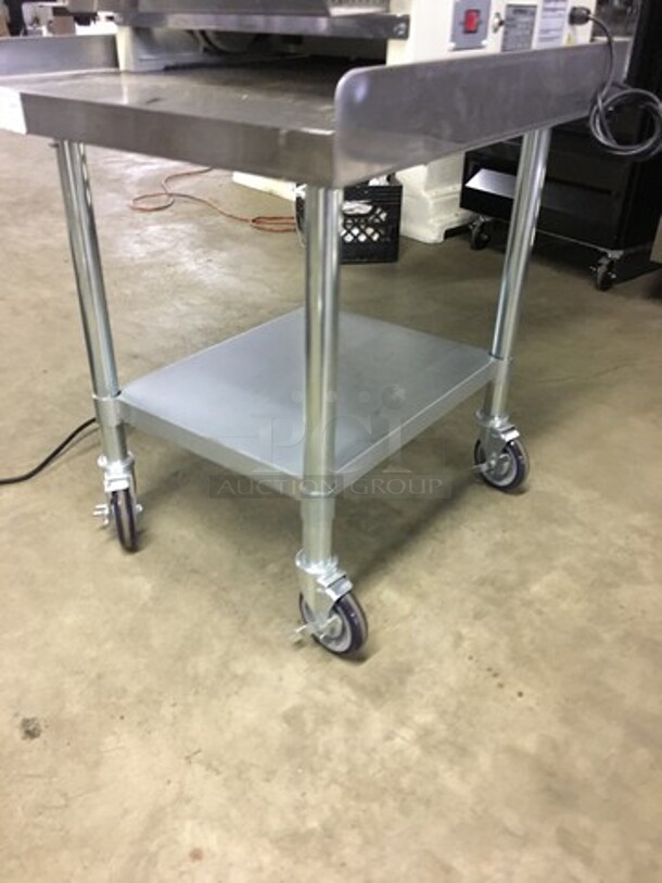 BEAUTIFUL! LATE MODEL 2018 BARLEY USED! Doyon Commercial Electric Bread Slicer! On Stainless Steel Commercial Equipment Stand! With Underneath Storage Space! Model SM302B Serial DYN1801046! 120V 1Phase! On Casters! Working When Removed! - Image 10 of 11