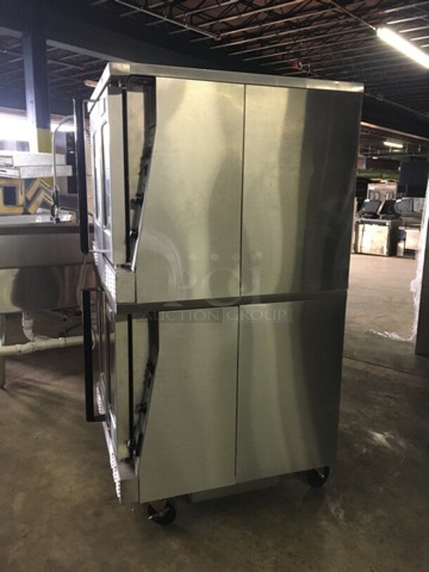 GREAT! LATE MODEL Garland Commercial Electric Powered Double Deck Convection Oven! With View Through Doors! All Stainless Steel! Model MCOES10S Serial 1505230001006! 208V 3Phase! On Casters! 2 X Your Bid! Makes One Unit! Working When Removed! Please Call Or Text 646-245-6779 For Video! - Image 2 of 11