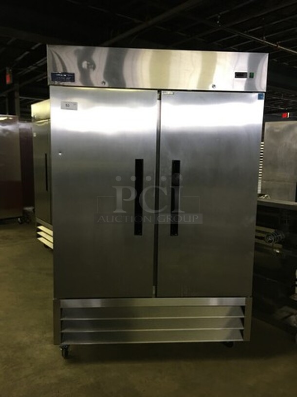 GREAT! LATE MODEL Artic Air Commercial 2 Door Reach In Refrigerator! With Poly Coated Racks! All Stainless Steel! Model AR49E Serial H7137792! 115V! Working When Removed! - Image 1 of 10