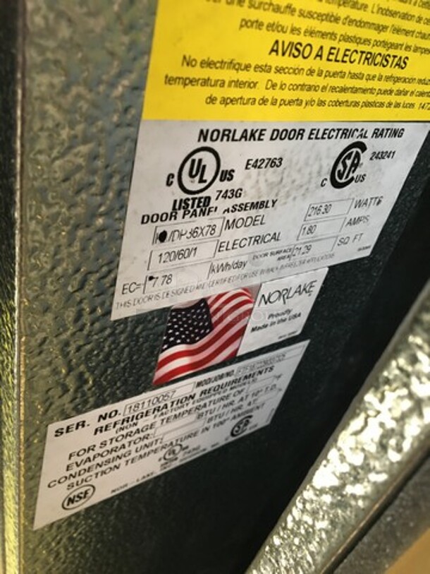 AMAZING! LATE MODEL 2018 Norlake 10 X 10 Walk In Freezer! With Floor! With Compressor! Model KVDP36X78 Serial 18110057! Working When Removed! Please Call Or Text 646-245-6779 For Video! - Image 7 of 12