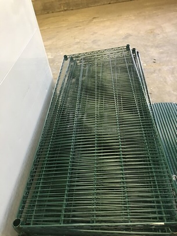 One Set Of Winco Antimicrobial Green Epoxy Coated Metal Metro Rack! 24 x 60 x 72 On Legs!  - Image 2 of 6