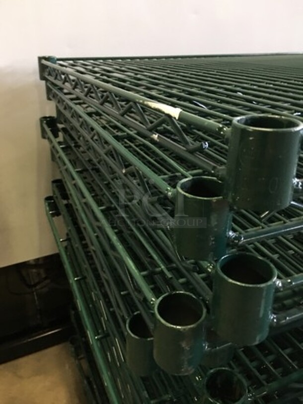 One Set Of Winco Antimicrobial Green Epoxy Coated Metal Metro Rack! 24 x 60 x 72 On Legs!  - Image 3 of 6