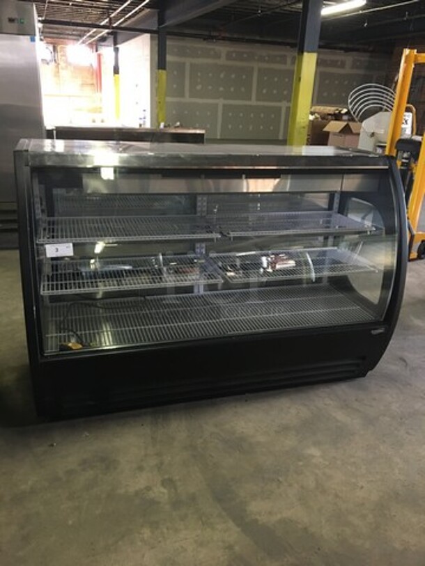 WOW! LATE MODEL 2018 Fogel Commercial Refrigerated Deli/Bakery Display Case! With Curved Front Glass! With 2 Sliding Rear Doors! Model ELITE6PFUS Serial 180517579! 115V 1Phase! Working When Removed!