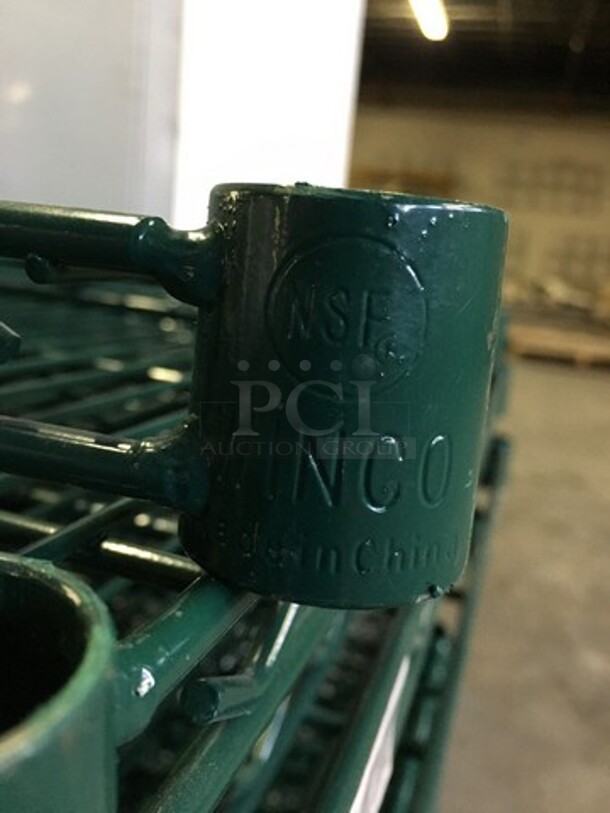 One Set Of Winco Antimicrobial Green Epoxy Coated Metal Metro Rack! 24 x 60 x 72 On Legs!  - Image 4 of 6