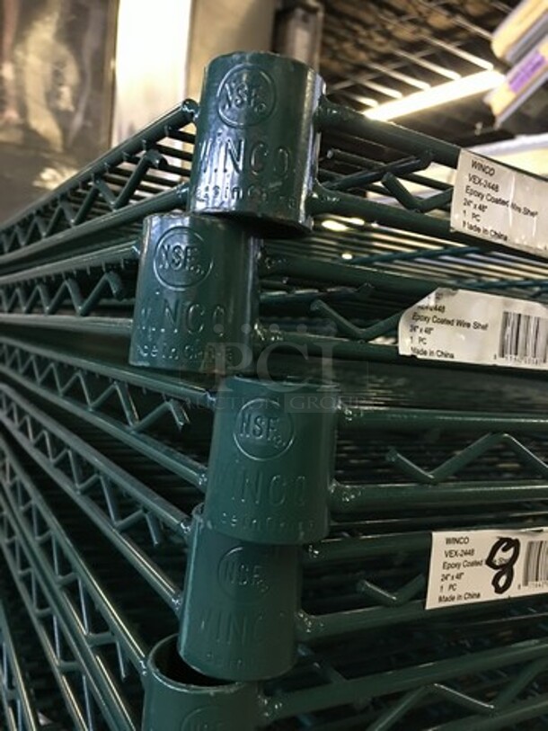 One Set Of Winco Antimicrobial Green Epoxy Coated Metal Metro Rack! 24 x 48 x 72 On Legs!  - Image 3 of 5