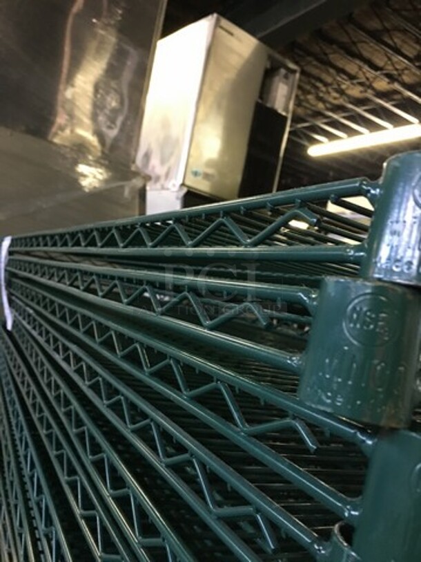 One Set Of Winco Antimicrobial Green Epoxy Coated Metal Metro Rack! 24 x 48 x 72 On Legs!  - Image 4 of 5
