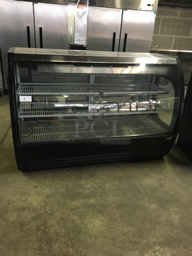 NICE! LATE MODEL 2018 Fogel Commercial Refrigerated Deli/Bakery Display Case! With Curved Front Glass! With 2 Sliding Rear Doors! Model ELITE6PFUS Serial 180517578! 115V 1Phase! Working When Removed!