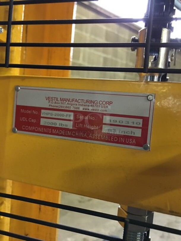 WOW! LIKE NEW BARLEY USED LATE MODEL 2019! Vestil Commercial Manual Stacker! With Fixed Forks/Legs! Model VHPS2000FF Serial 190310!  - Image 8 of 10