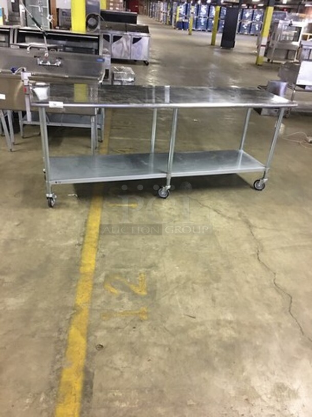Royal Commercial Work/Prep Table! With Underneath Storage Space! With Bottle Opener Attachment! All Stainless Steel! On Casters! 