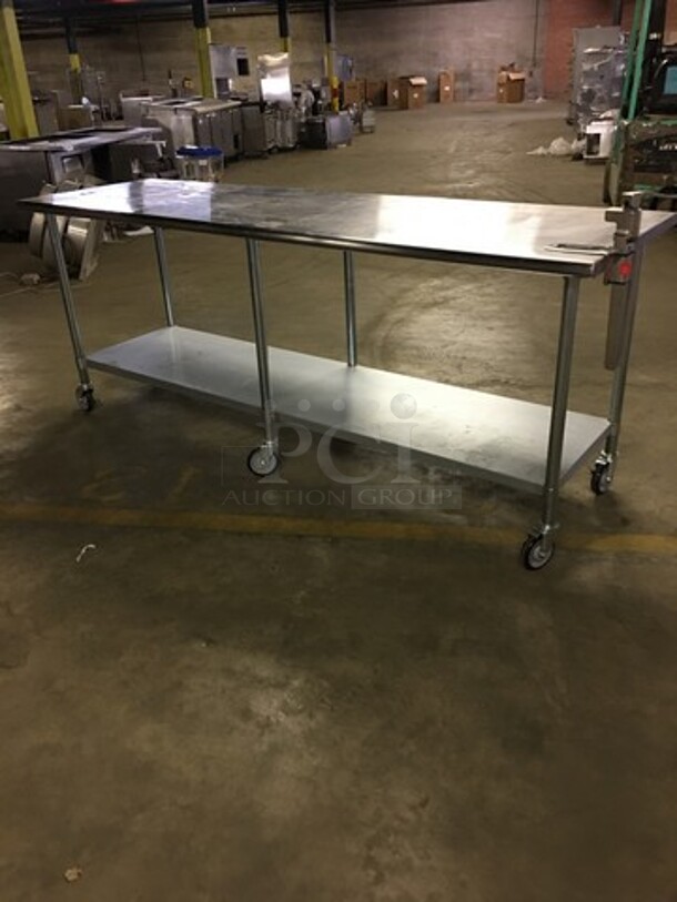 Royal Commercial Work/Prep Table! With Underneath Storage Space! With Bottle Opener Attachment! All Stainless Steel! On Casters!  - Image 3 of 9