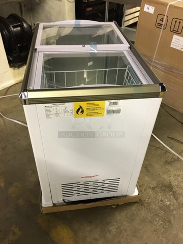 NEW! IN THE BOX! LATE MODEL Omcan Commercial Chest Freezer Merchandiser! With 2 Sliding Top Doors! Model FRCN0200! 110V! Working When Removed! - Image 3 of 11
