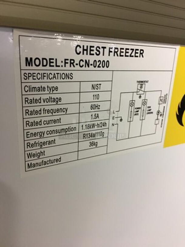 NEW! IN THE BOX! LATE MODEL Omcan Commercial Chest Freezer Merchandiser! With 2 Sliding Top Doors! Model FRCN0200! 110V! Working When Removed! - Image 9 of 11