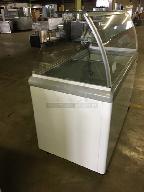 NICE! LATE MODEL Maxx Cold Commercial Gelato Ice Cream Dipping Cabinet/Display Case! With Curved Front Glass! With Overhead Shelf! Model MXDC8! 115V 1Phase! Working When Removed! - Image 2 of 8