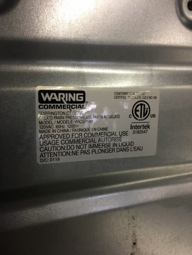 NICE! LATE MODEL Waring Commercial Countertop Gelato Panini Press Machine! Model WICSP180! 120V! Working When Removed! - Image 7 of 8