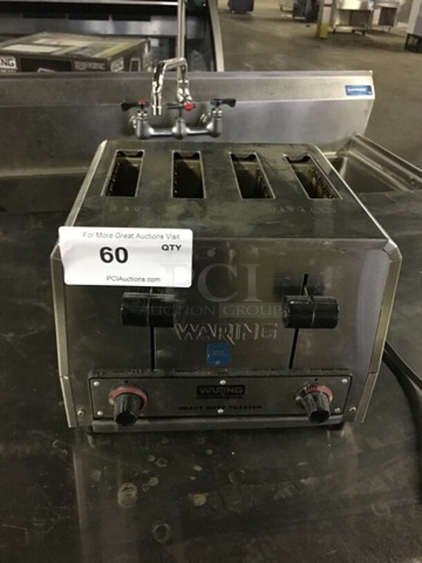LATE MODEL Waring Commercial Heavy Duty 4 Slot Toaster! All Stainless Steel! Model WCT805! 240V! Working When Removed! - Image 1 of 8