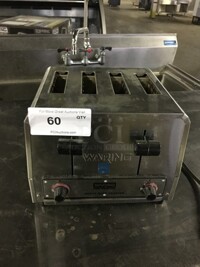 LATE MODEL Waring Commercial Heavy Duty 4 Slot Toaster! All Stainless Steel! Model WCT805! 240V! Working When Removed!