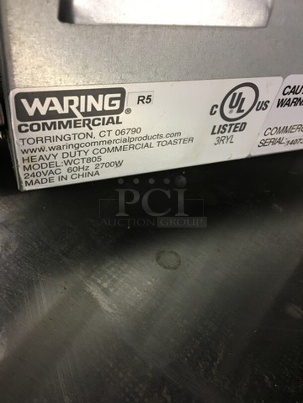 LATE MODEL Waring Commercial Heavy Duty 4 Slot Toaster! All Stainless Steel! Model WCT805! 240V! Working When Removed! - Image 7 of 8