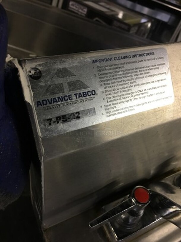 Advance Tabco Commercial Wall Mount Hand Sink! With Backsplash & Faucet! All Stainless Steel! Model 7PS22! - Image 6 of 7