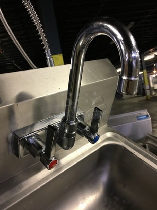Advance Tabco Commercial Wall Mount Hand Sink! With Backsplash & Faucet! All Stainless Steel! Model 7PS60! - Image 6 of 7