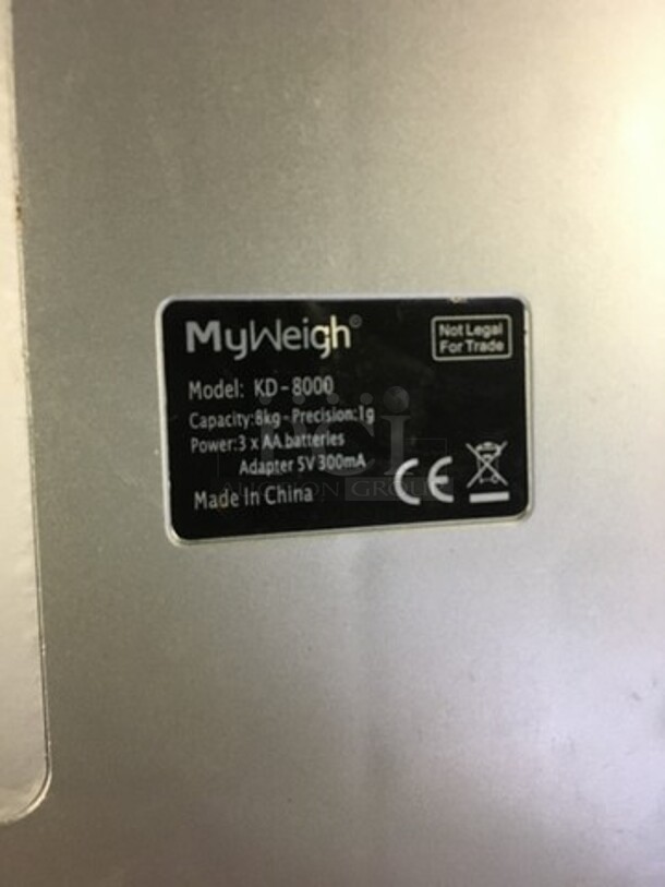 My Weigh Countertop Scale! 8KG Capacity! All Stainless Steel! Model KD8000! - Image 7 of 8