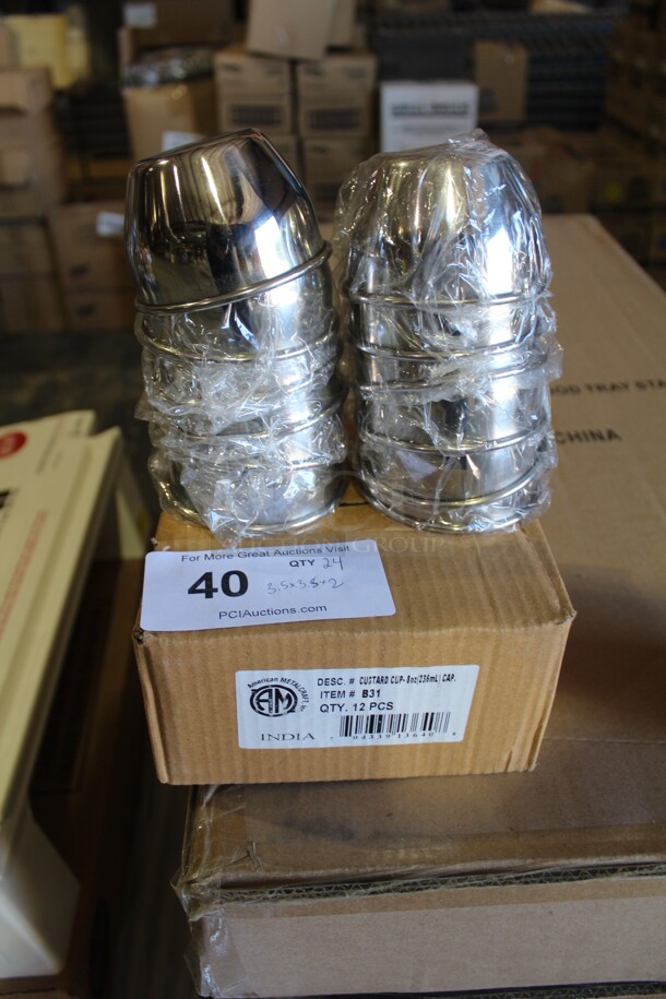 NEW IN BOX! 24 American Metalcraft Commercial Stainless Steel 8 Ounce Sauce Cups. 3.5x3.5x2.  24X Your Bid!  - Image 2 of 3