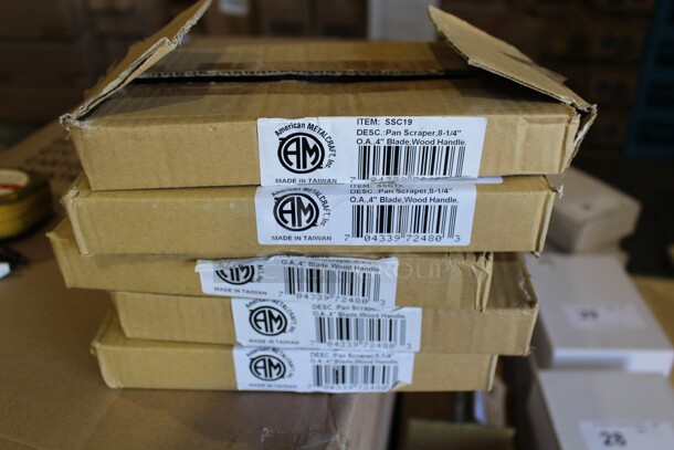 NEW IN BOX! 5 Boxes (3 each) American Metalcraft Wood Handle Pan Scrapers With 4 Inch Blades. 5X Your Bid! - Image 3 of 3