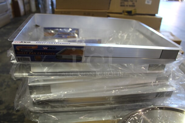 NEW! 5 Winco AXPE-2 Commercial Aluminum Half Size Sheet Pan Extenders. 17.25x12.5x2. 5X Your Bid!  - Image 3 of 3