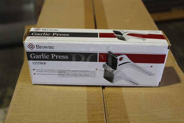 NEW IN BOX! 2 Browne Commercial Stainless Steel Garlic Presses. 7.5x3x1.75 - Image 1 of 1