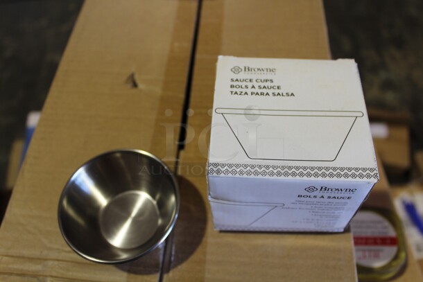 NEW IN BOX! 36 Boxes (12 Each) Of Browne 4 Ounce Stainless Steel Sauce Cups. 3.25x3.25x1.75. 36X Your Bid!  - Image 2 of 3