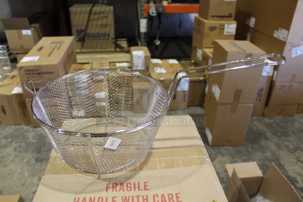 NEW! 3 Commercial Stainless Steel Round Fryer Baskets. 11.75x21.5x8