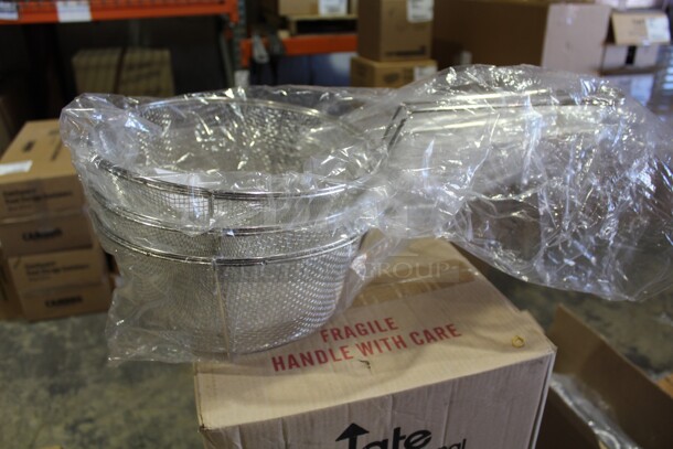 NEW! 3 Commercial Stainless Steel Round Fryer Baskets. 11.75x21.5x8 - Image 3 of 3