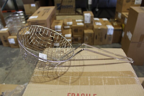 NEW! 4 Commercial Stainless Steel Round Fryer Baskets. 8x17x5.5. 4X Your Bid!  - Image 1 of 3