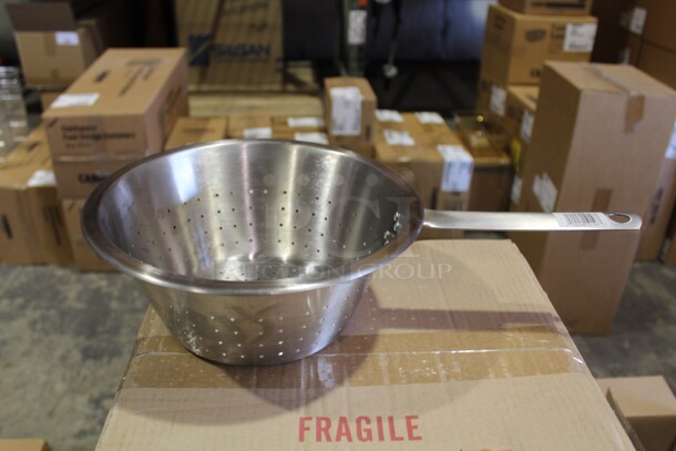 NEW! 6 Commercial Stainless Steel Strainers. 10.5x18x4.5. 6X Your Bid! 