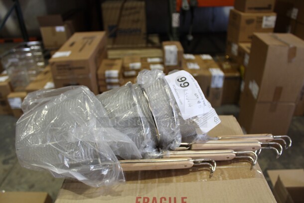 NEW! 5 Commercial Bouillon Strainers With Wood Handles. 5.5x6x14. 5X Your Bid!  - Image 3 of 3