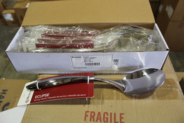 NEW IN BOX! 6 Browne Commercial Stainless Steel Eclipse Serving Spoons. 6X Your Bid!  - Image 1 of 2