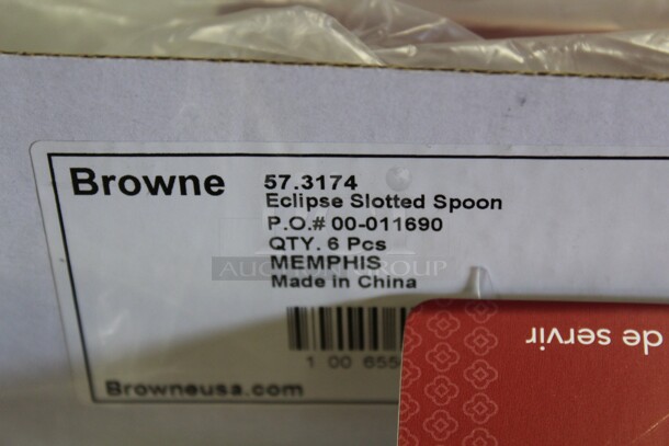 NEW IN BOX! 2 Boxes (6 Each)  Browne Commercial Stainless Steel Eclipse Slotted Serving Spoons. 12X Your Bid!  - Image 2 of 2