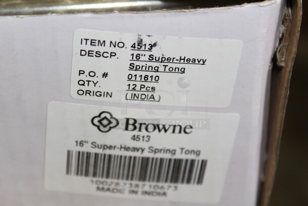 NEW IN BOX! 12 Browne Commercial Stainless Steel 16 Inch Tongs. 12X Your Bid!  - Image 2 of 2